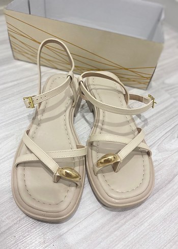 Bej Minimalist Kadın Topuklu Sandalet - Görsel 6