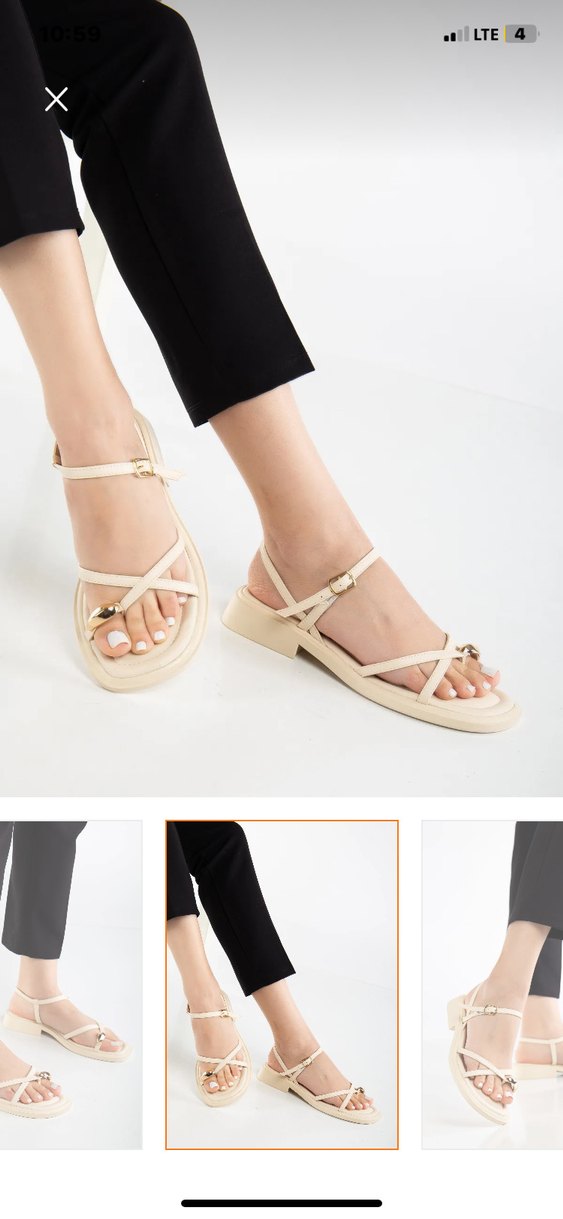 Bej Minimalist Kadın Topuklu Sandalet - Görsel 2