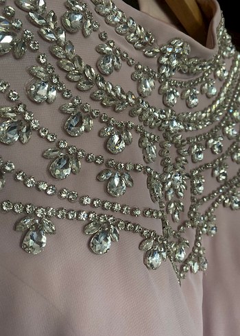 Pembe İşlemeli Uzun Kollu Satılık Abiye Elbise #abiye - Görsel 13