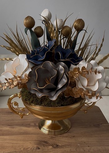 Koyu Altın Renkli Dekoratif Vazo - Görsel 2