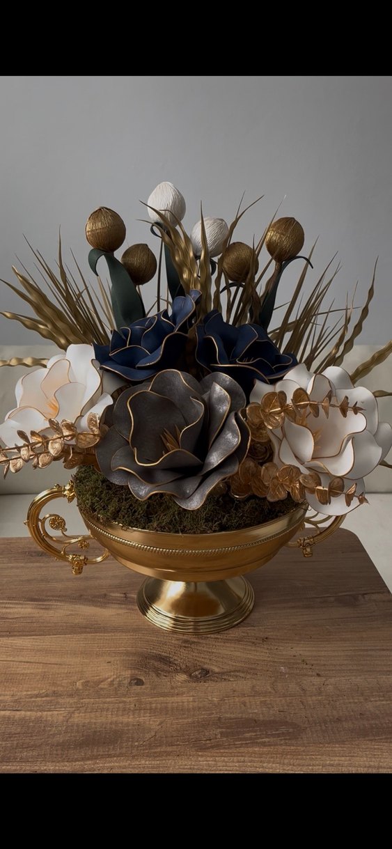 Koyu Altın Renkli Dekoratif Vazo - Görsel 2