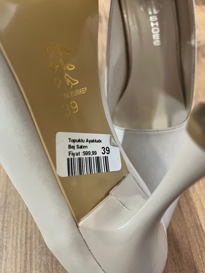 Beyaz Süet Stiletto Kadın Ayakkabı - Görsel 2