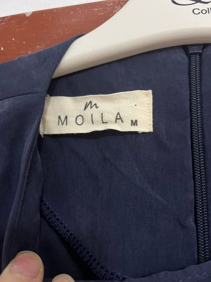 Kemerli Lacivert Uzun Keten Elbise - Görsel 2