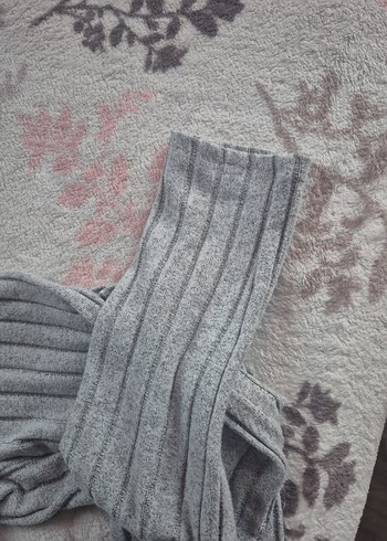 Gri Örgü Salaş Kadın Pantolon - Görsel 2