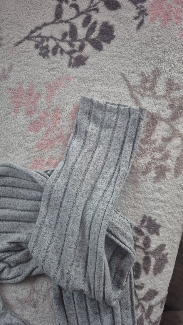 Gri Örgü Salaş Kadın Pantolon - Görsel 2