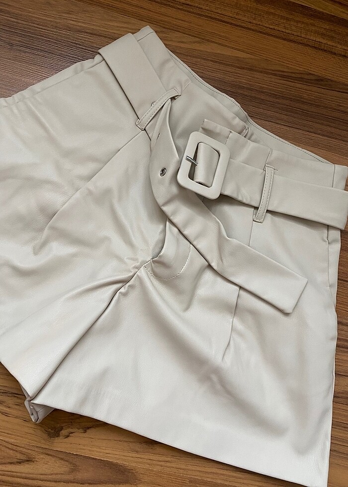 Zara deri şort - Görsel 5