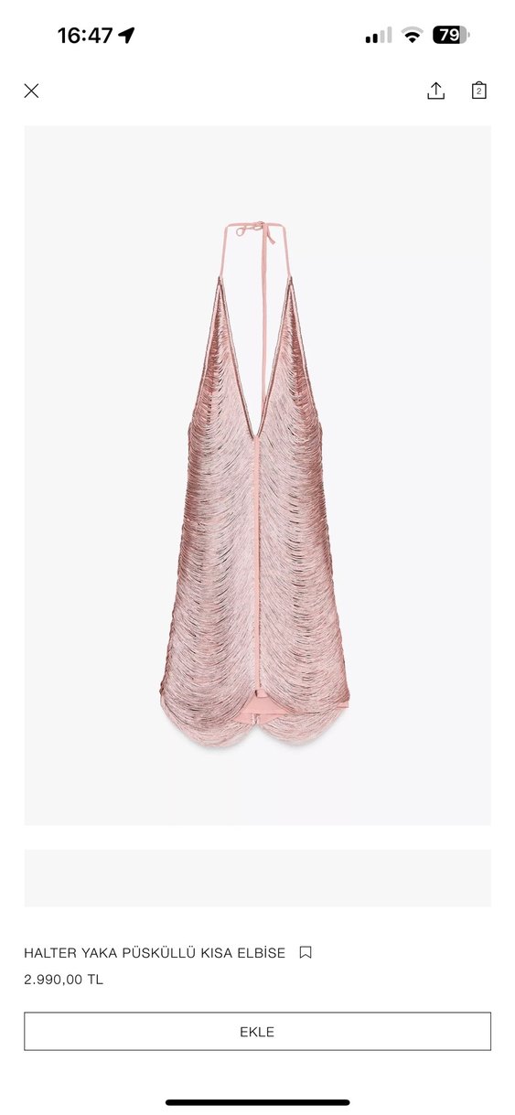 Zara yeni sezon Pembe Drapeli V Yakalı Mini Elbise - Görsel 2