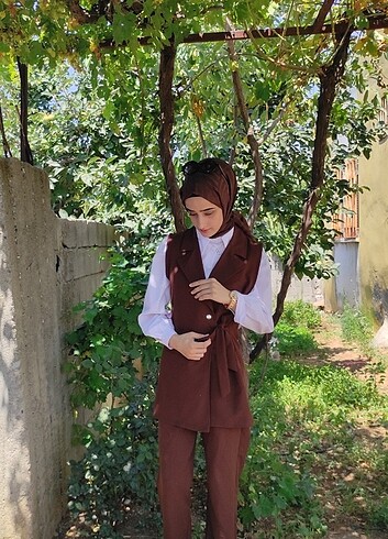 m Beden Üçlü kahverengi takım