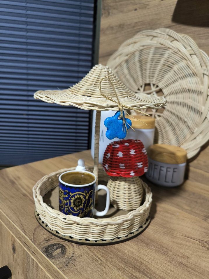 Bohem Hasır Kahve Fincanı Standı - Görsel 2