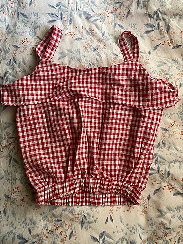 Koton Koton askılı düğmeli ekose crop büstiyer