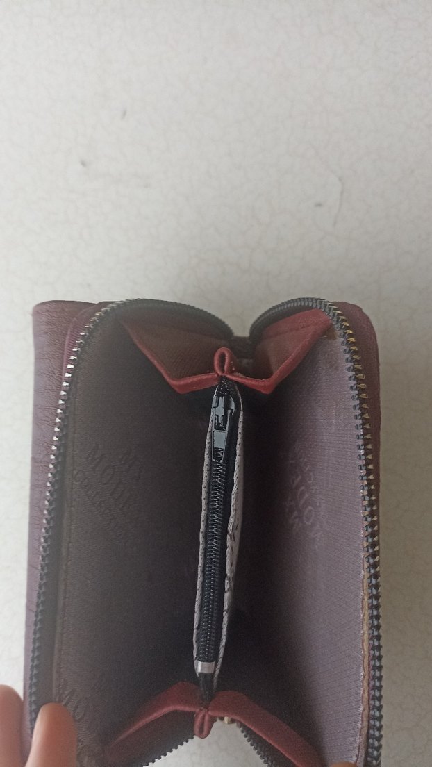 Bordo Süet Fermuarlı Kadın Portföy Cüzdan - Görsel 5