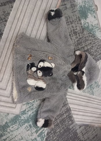 Kapüşonlu Gri Erkek Çocuk Kaban - Görsel 2