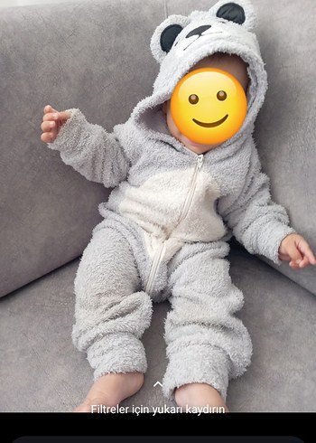 Gri Leopar Desenli Bebek Tulumu - Görsel 3