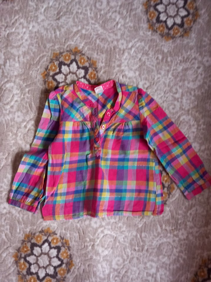 Renkli Uzun Kollu Kız Gömlek - Görsel 2