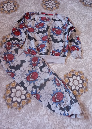 Gri Bağlama Desenli Hamile Pijama Takımı - Görsel 2