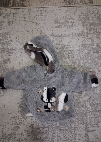 Kapüşonlu Gri Erkek Çocuk Kaban - Görsel 2