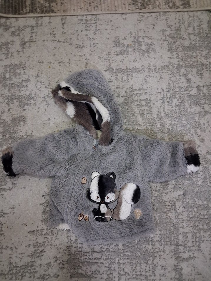 Kapüşonlu Gri Erkek Çocuk Kaban - Görsel 2