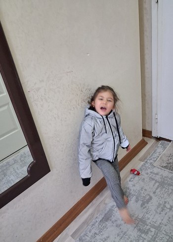 Kapüşonlu Fermuarlı Gri Erkek Çocuk Mont - Görsel 6