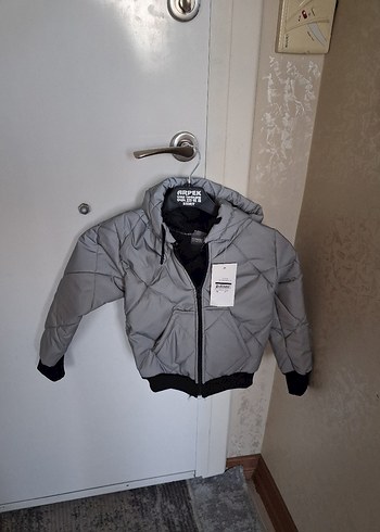 Kapüşonlu Fermuarlı Gri Erkek Çocuk Mont - Görsel 3