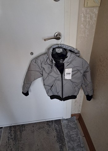 Kapüşonlu Fermuarlı Gri Erkek Çocuk Mont - Görsel 4