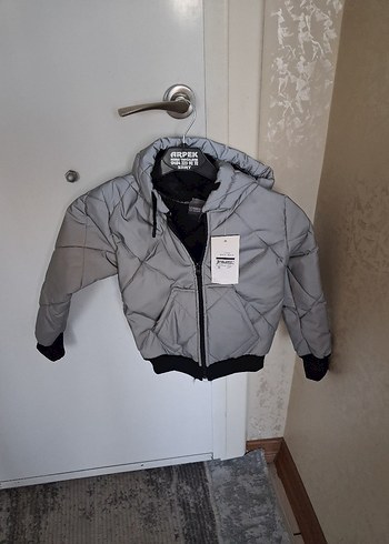 Kapüşonlu Fermuarlı Gri Erkek Çocuk Mont - Görsel 5