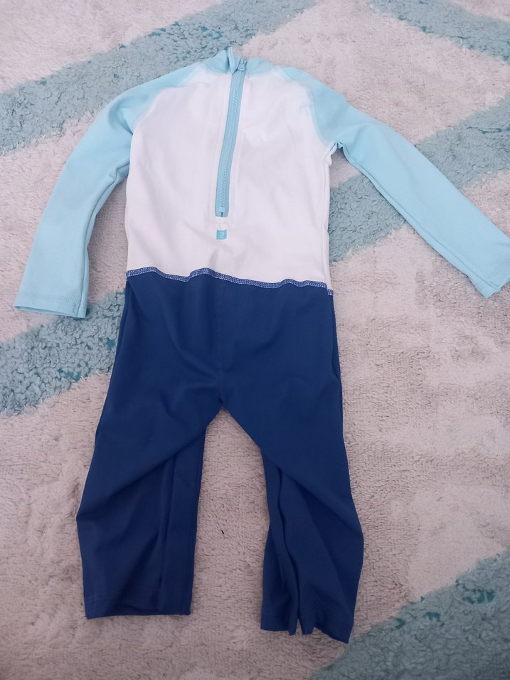 Uzun Kollu Erkek Çocuk Mavi Desenli Mayo - Görsel 5