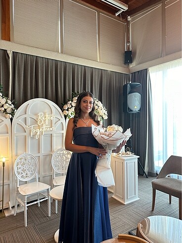36 Beden lacivert Renk Nişan elbisesi