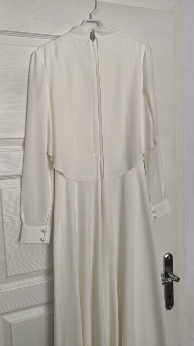 Uzun Beyaz nikah kına düğün nişan Elbise abiye.Salkımsaçak marka - Görsel 2