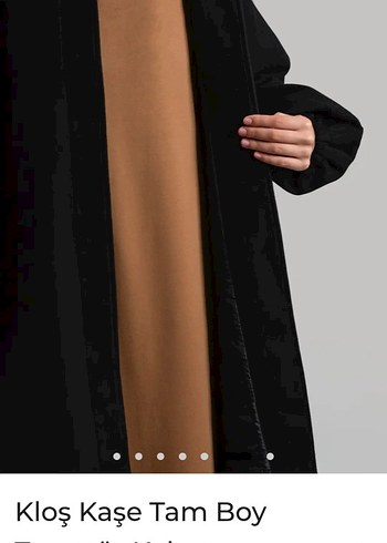 Lemaye Siyah Kloş Kaşe Tesettür Kaban - Görsel 3