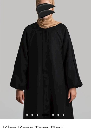 Lemaye Siyah Kloş Kaşe Tesettür Kaban - Görsel 2