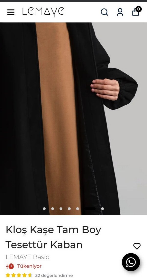 Lemaye Siyah Kloş Kaşe Tesettür Kaban - Görsel 3