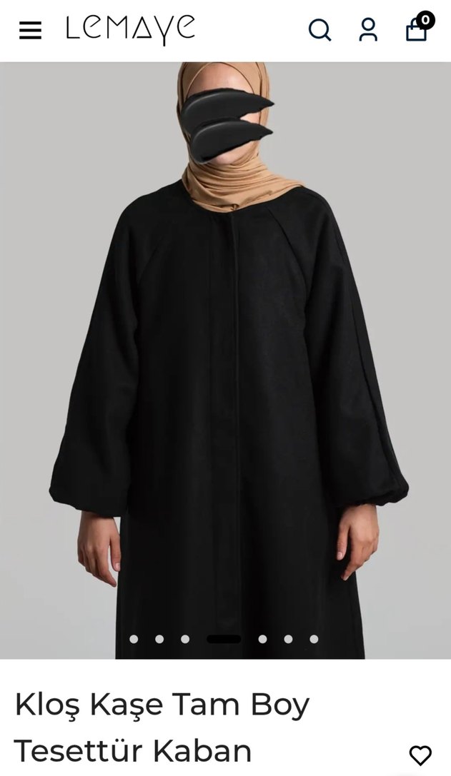 Lemaye Siyah Kloş Kaşe Tesettür Kaban - Görsel 2