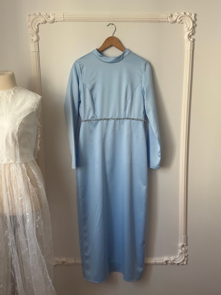 Tesettür Saten Elbise - Görsel 2