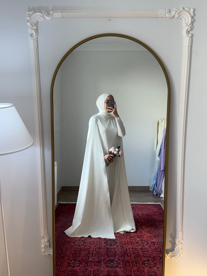 Pelerinli Tesettür Gelinlik abiye - Görsel 3