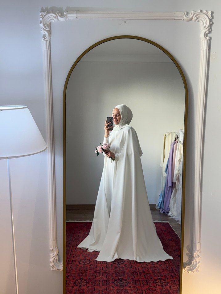 Pelerinli Tesettür Gelinlik abiye - Görsel 5