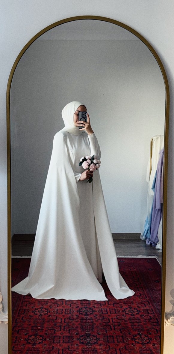 Pelerinli Tesettür Gelinlik abiye - Görsel 2