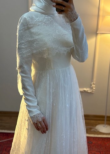 Fransız dantel tesettür gelinlik - Görsel 3