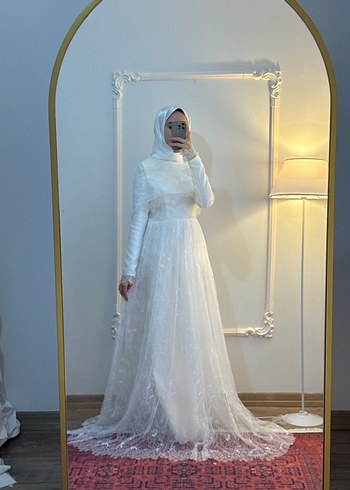 Fransız dantel tesettür gelinlik - Görsel 2