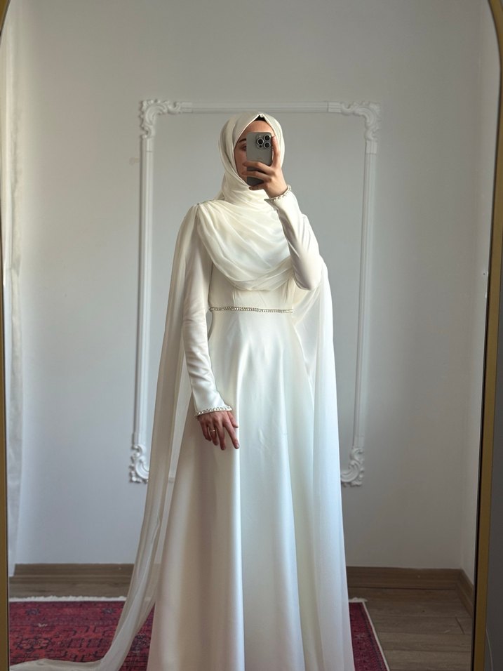 Tesettür nişan çekim elbisesi - Görsel 2