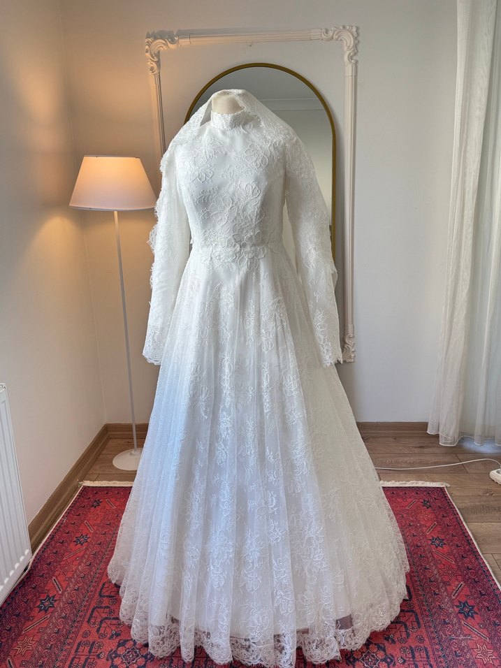 Tesettür Fransız DantelGelinlik - Görsel 5