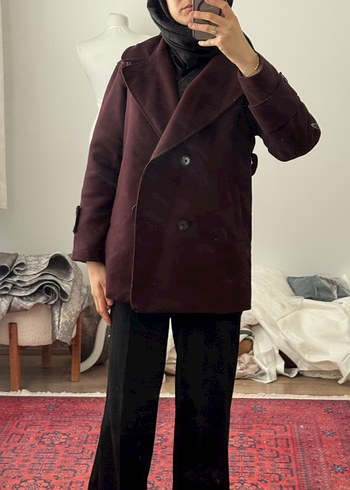 Bordo Kadın kaban - Görsel 2