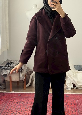 Bordo Kadın kaban - Görsel 4