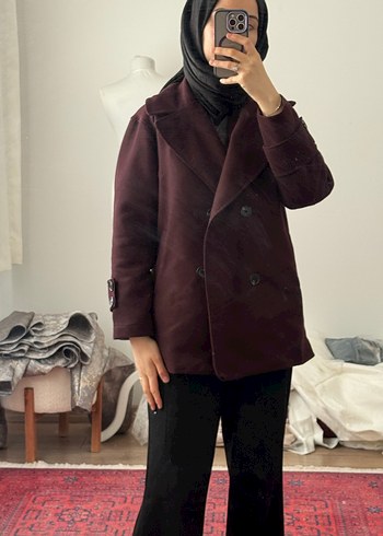 Bordo Kadın kaban - Görsel 3