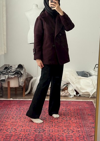 Bordo Kadın kaban - Görsel 5