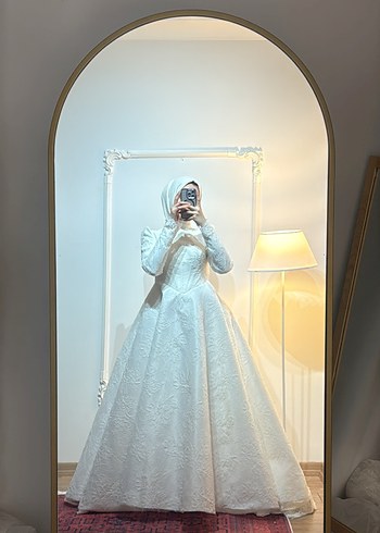 Fransız dantel tesettür Gelinlik - Görsel 6