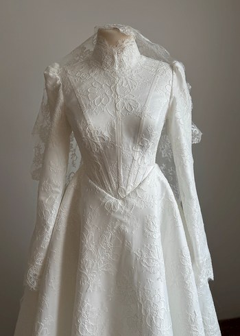 Fransız dantel tesettür Gelinlik - Görsel 2