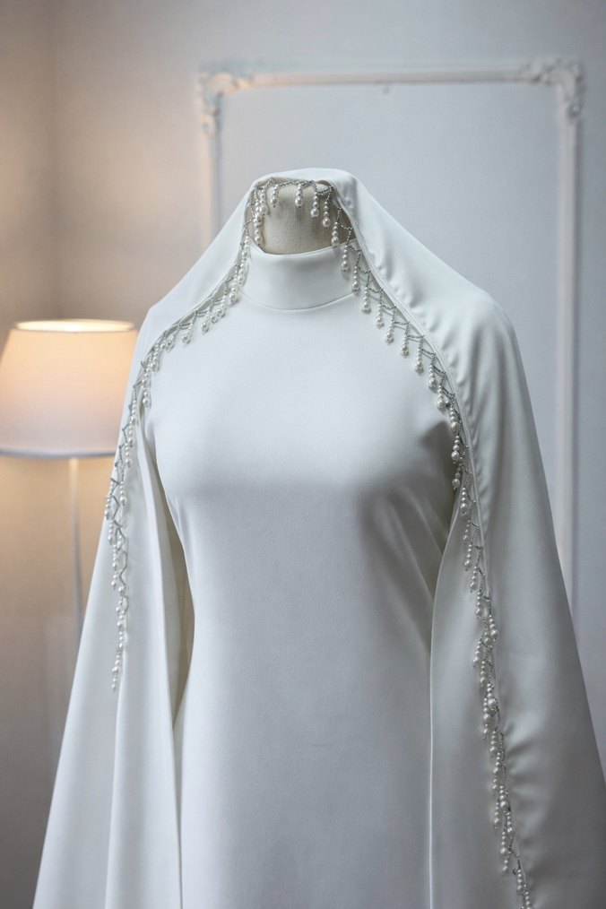 Tesettür nikah çekim elbisesi - Görsel 2