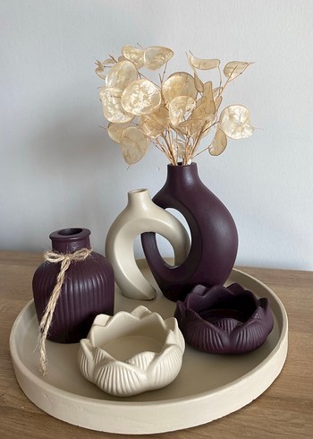 English Home Mor ve krem Dekoratif Vazo seti