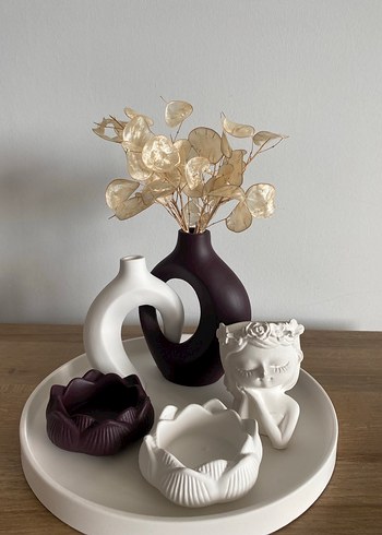 Zara Home Beyaz ve mor vazo Seti
