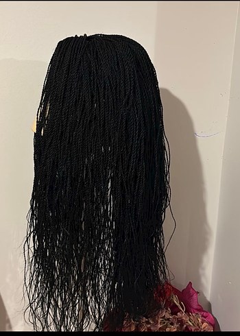 Siyah Örgülü peruk örgü peruk örgü saç - Görsel 4